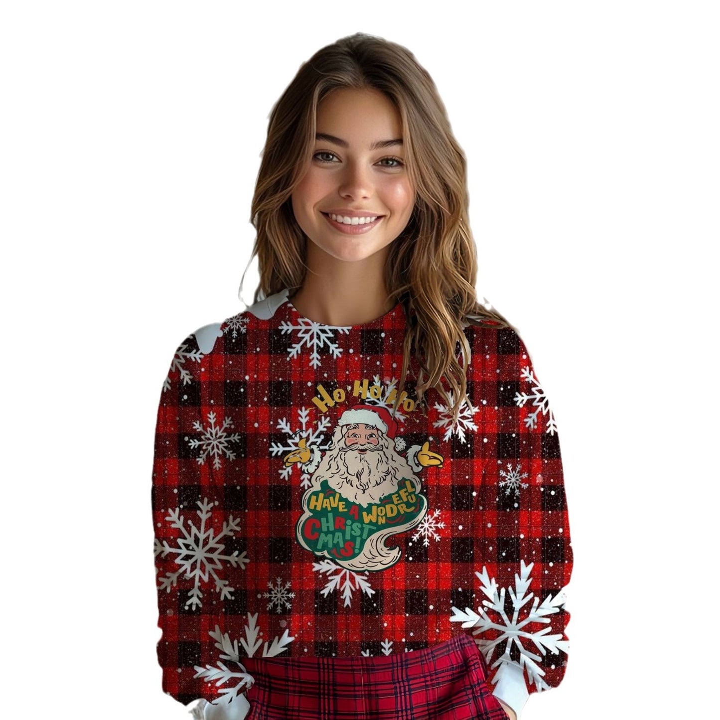 Women's Santa Claus 3D Digital Printing Sweater