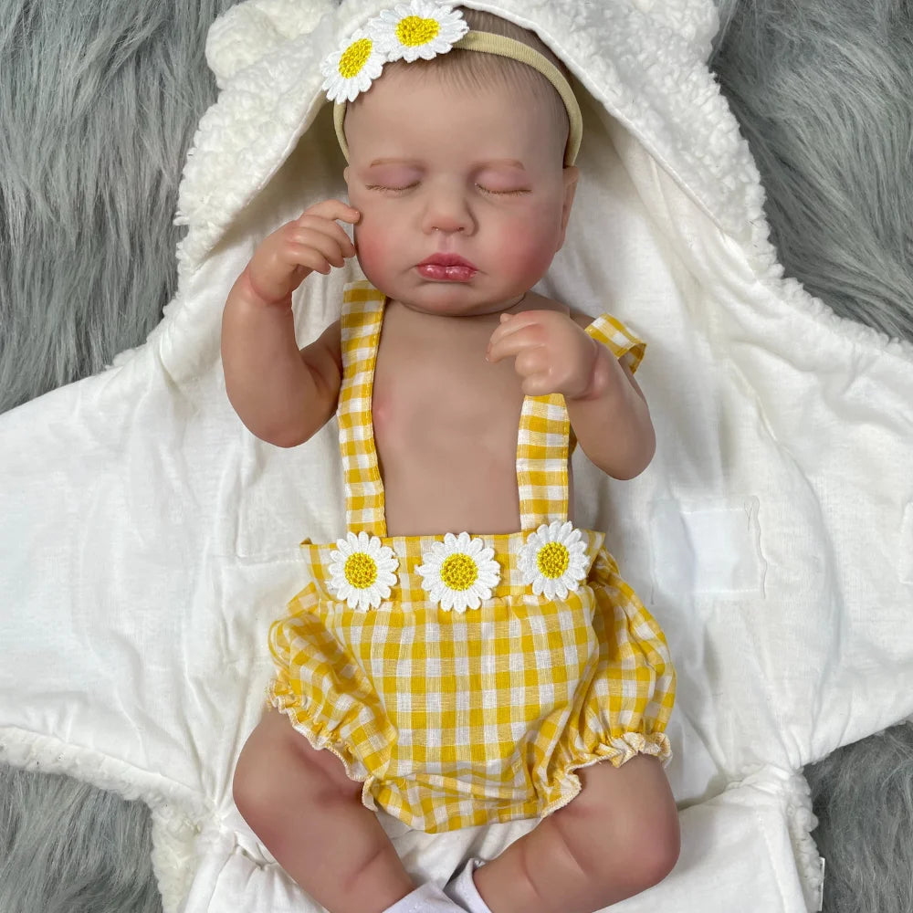 20 Inch LouLou Reborn Full Body Silicone Vinyl Girl Washable Newborn Baby Doll 3D Skin Visible Veins Doll Christmas Gift