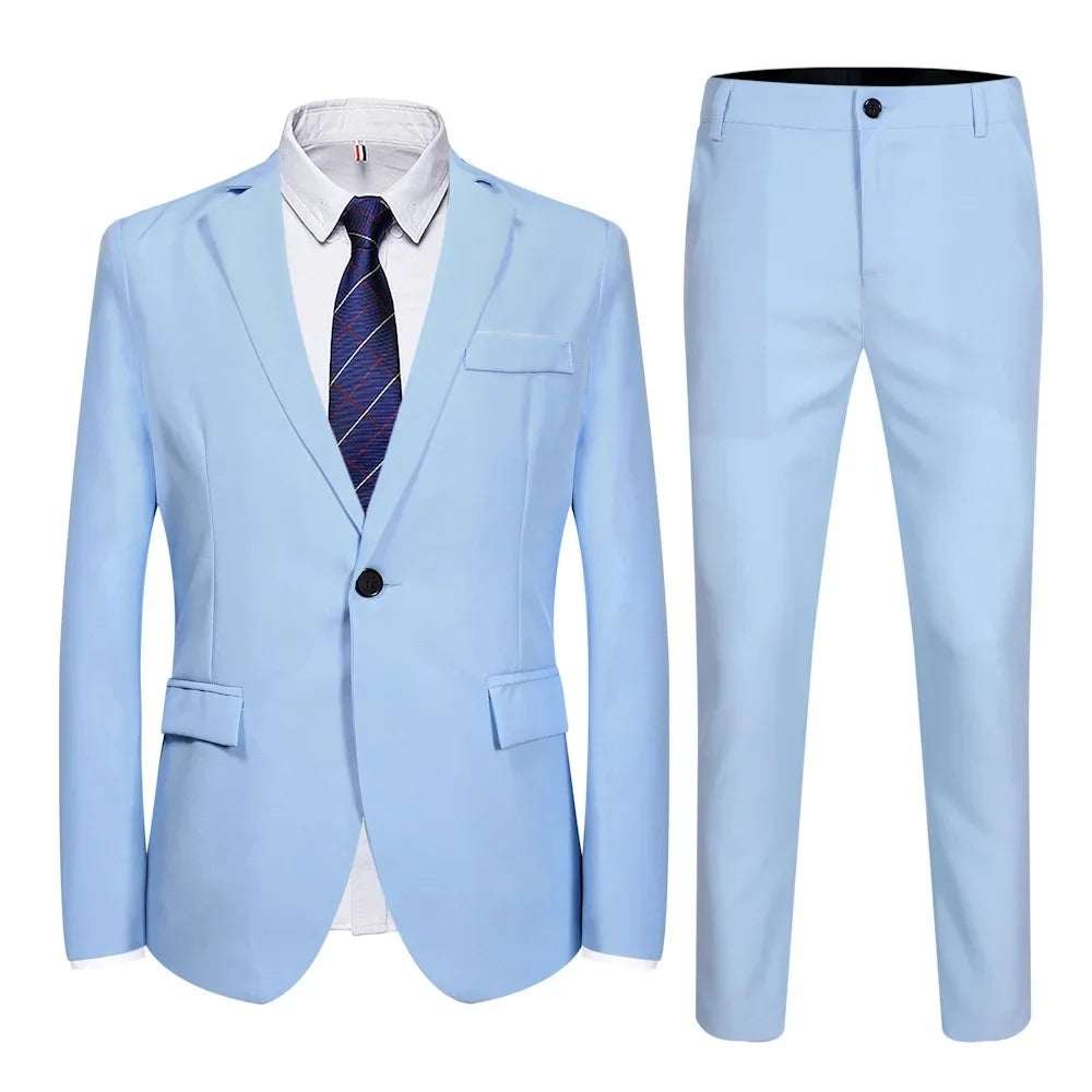 Fashionable Spring Autumn Western-style Suit For Men Casual Wedding Groom Youth Popular Leisure New Husband Best Man 2-piece Set