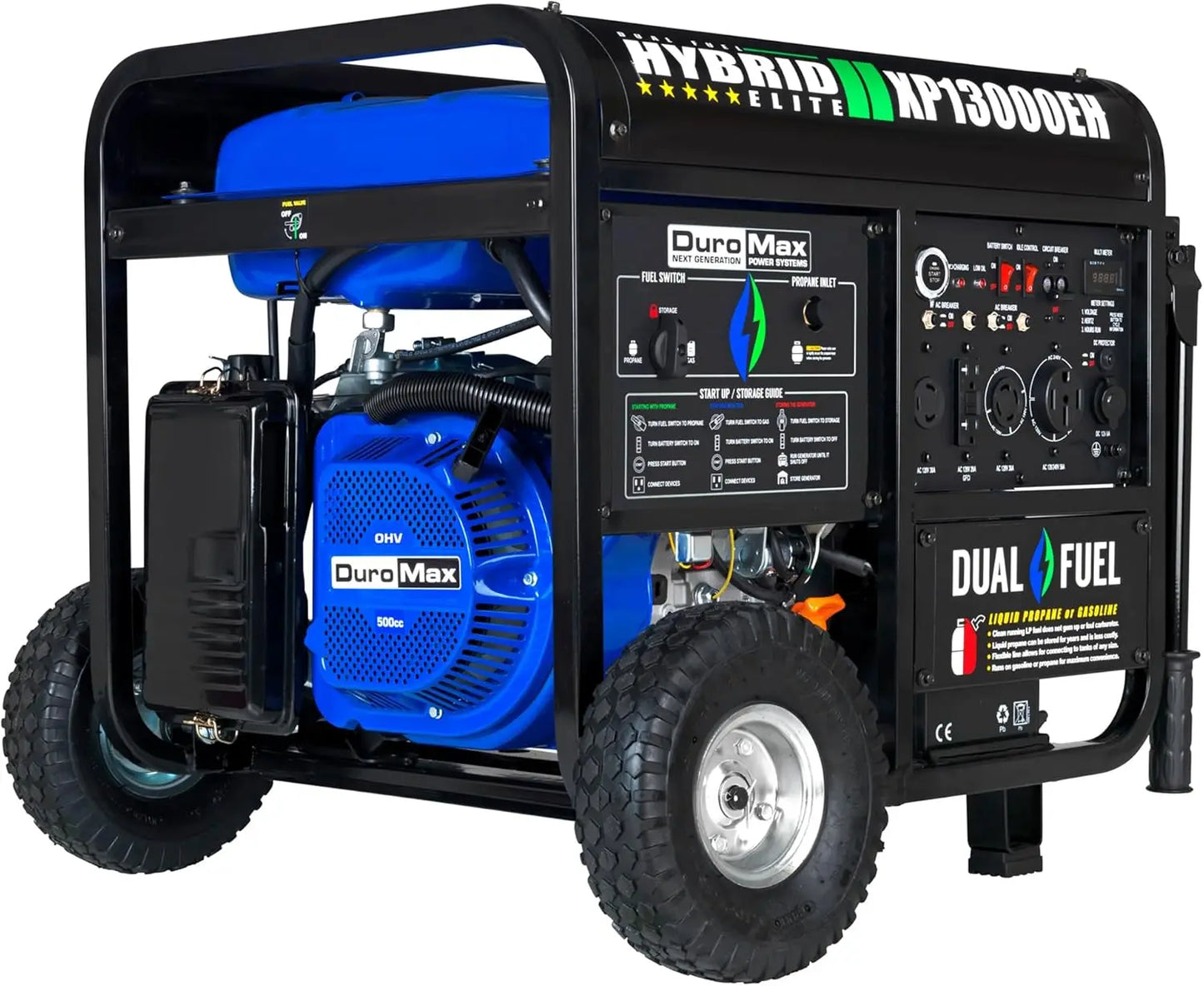 XP13000EH Dual Fuel Portable Generator 13000 Watt Gas or Propane Powered Electric Start-Home Back Up Blue/Gray