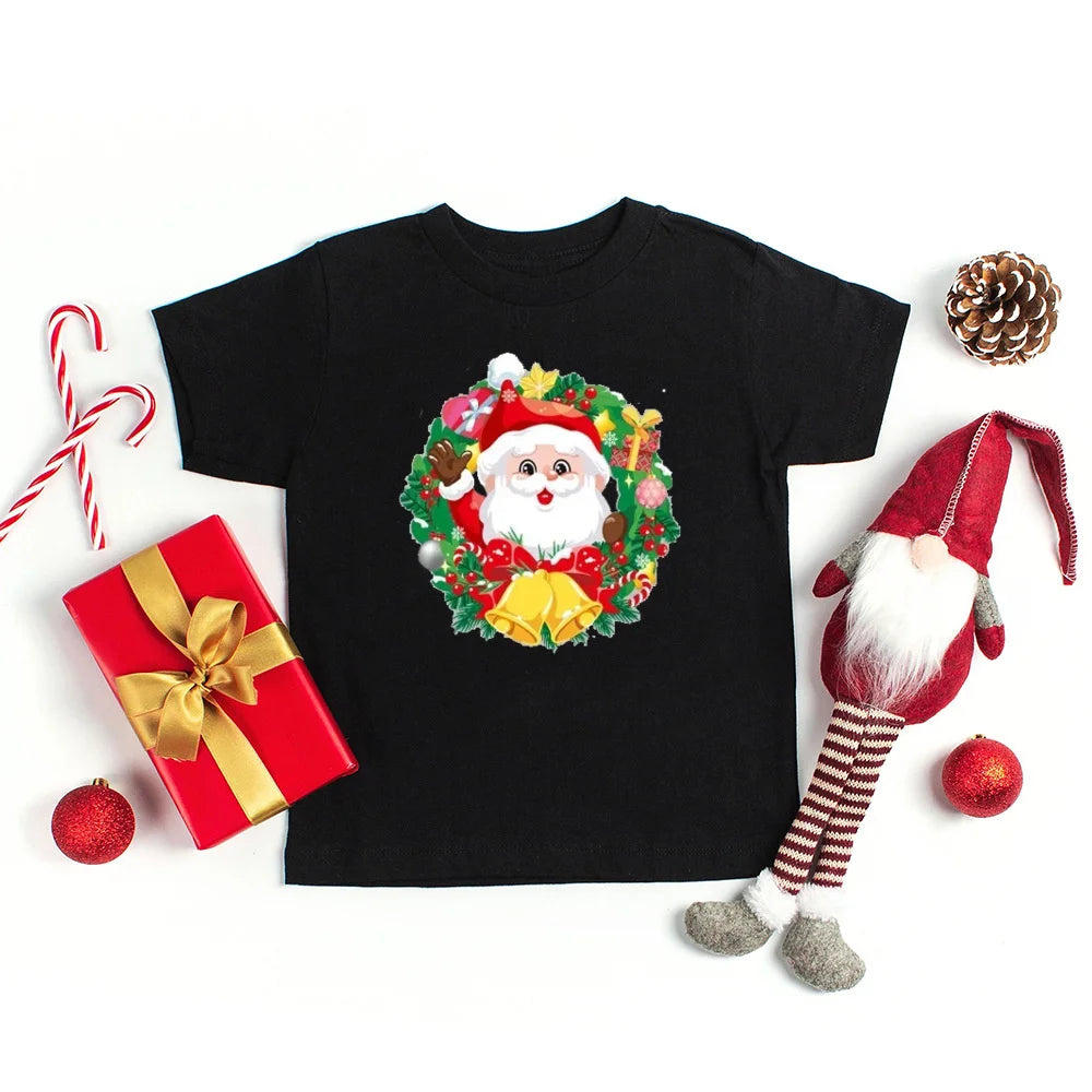 Merry Christmas Toddler Tshirt Kids T-Shirt Toddler Round Neck Short Sleeve Tee Christmas Party Children's Fashion Clothing