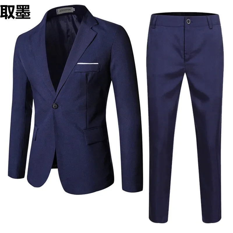 Fashionable Spring Autumn Western-style Suit For Men Casual Wedding Groom Youth Popular Leisure New Husband Best Man 2-piece Set