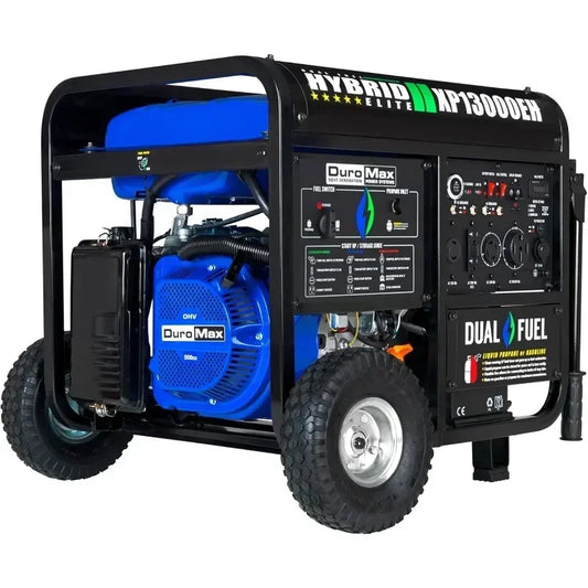 DuroMax XP13000EH Dual Fuel Portable Generator 13000 Watt Gas or Propane Powered Electric Start-Home Back Up, Blue/Gray