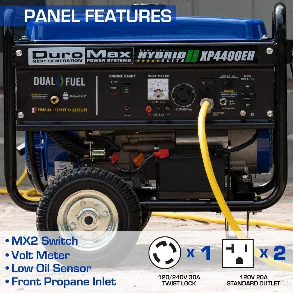 Dual Fuel Portable Generator-4400 Watt Gas or Propane Powered Electric Start-Camping & RV Ready, 50 State Approved