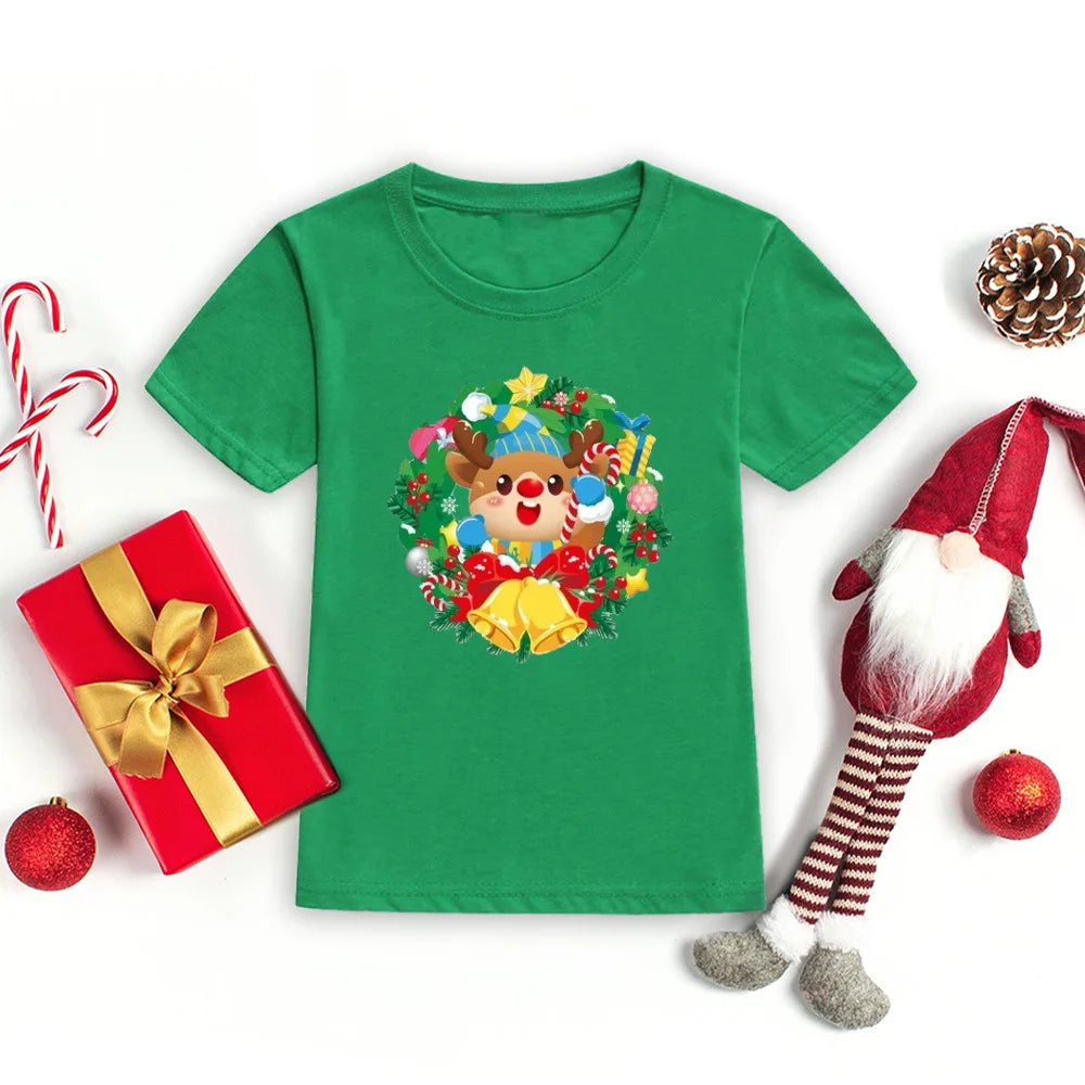 Merry Christmas Toddler Tshirt Kids T-Shirt Toddler Round Neck Short Sleeve Tee Christmas Party Children's Fashion Clothing