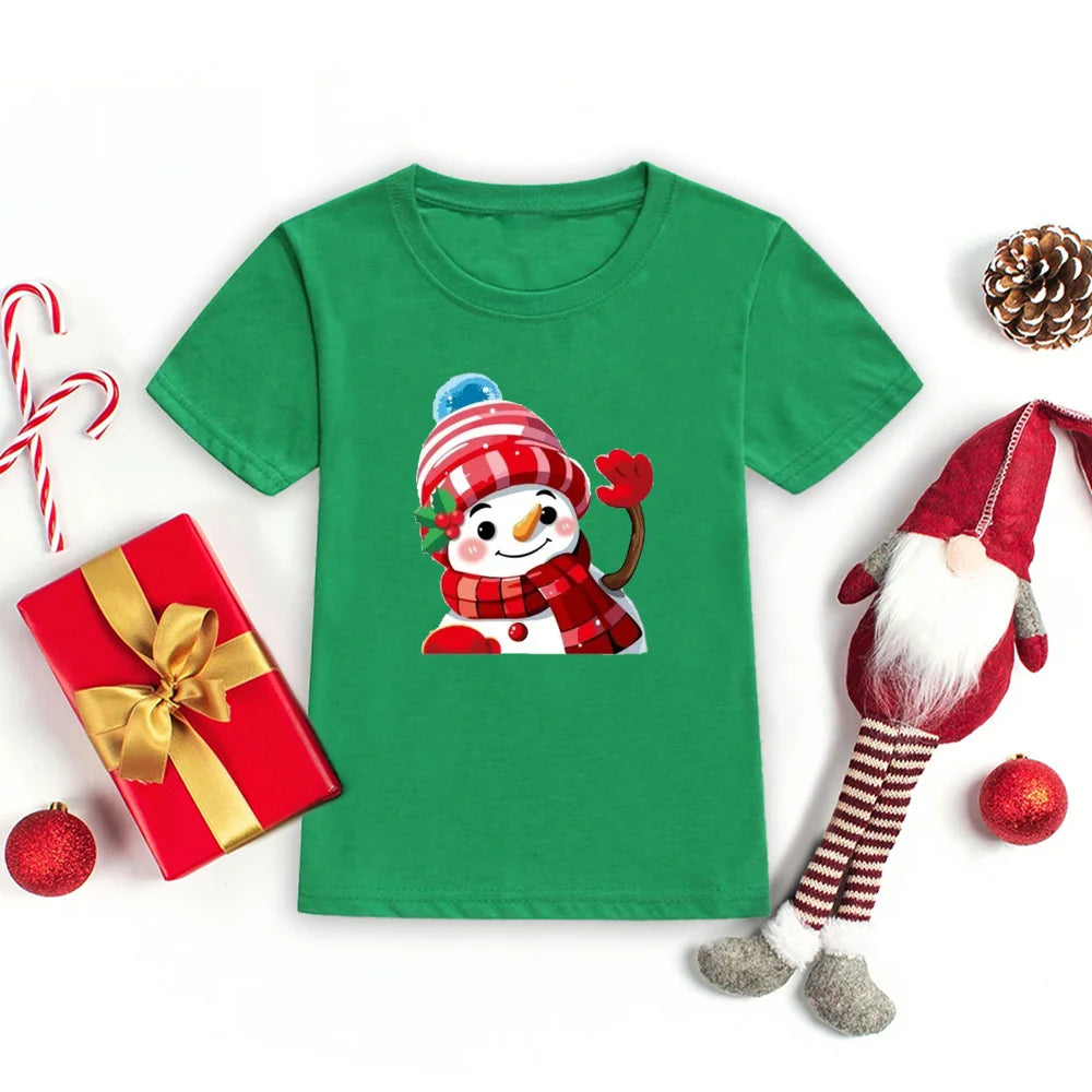 Merry Christmas Toddler Tshirt Kids T-Shirt Toddler Round Neck Short Sleeve Tee Christmas Party Children's Fashion Clothing