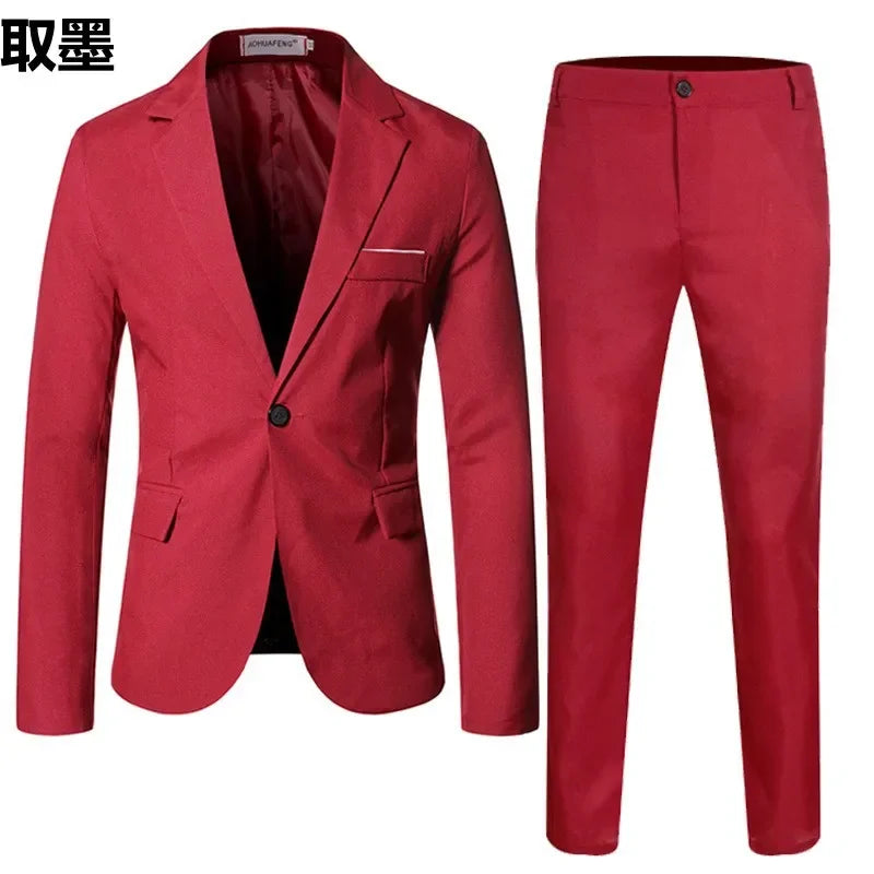 Fashionable Spring Autumn Western-style Suit For Men Casual Wedding Groom Youth Popular Leisure New Husband Best Man 2-piece Set