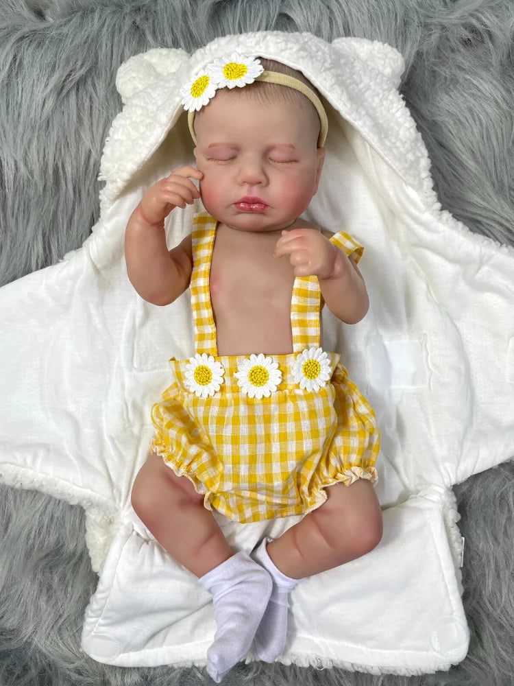 20 Inch LouLou Reborn Full Body Silicone Vinyl Girl Washable Newborn Baby Doll 3D Skin Visible Veins Doll Christmas Gift