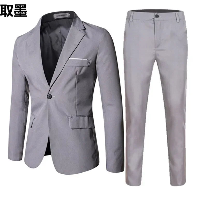 Fashionable Spring Autumn Western-style Suit For Men Casual Wedding Groom Youth Popular Leisure New Husband Best Man 2-piece Set