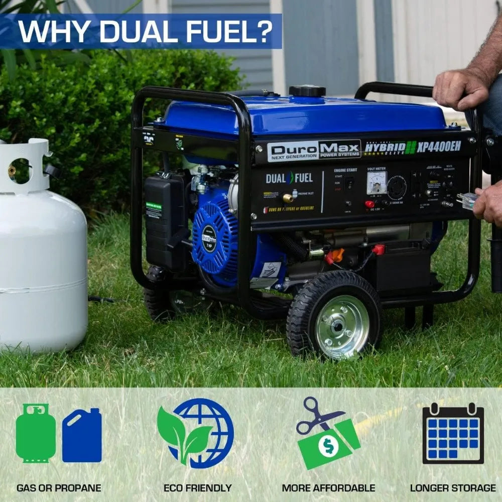 Dual Fuel Portable Generator-4400 Watt Gas or Propane Powered Electric Start-Camping & RV Ready, 50 State Approved