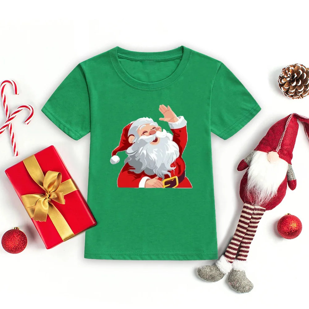 Merry Christmas Toddler Tshirt Kids T-Shirt Toddler Round Neck Short Sleeve Tee Christmas Party Children's Fashion Clothing