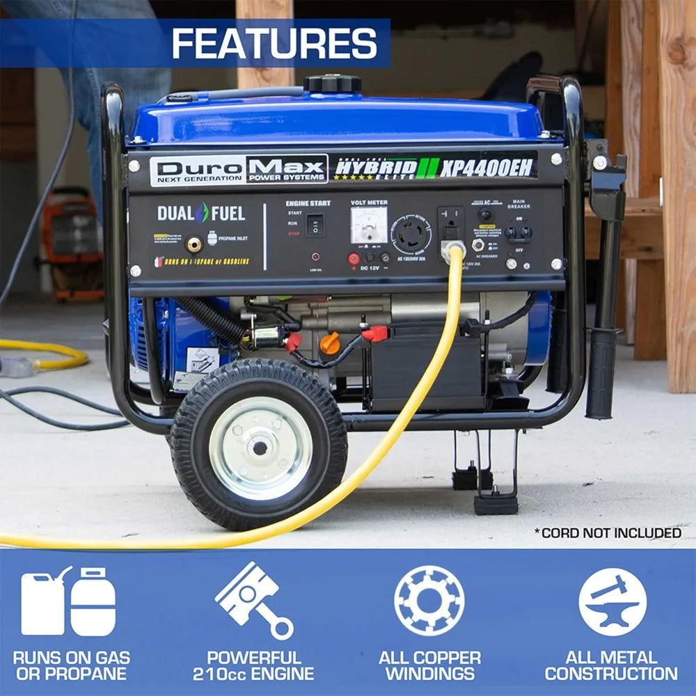 Dual Fuel Portable Generator-4400 Watt Gas or Propane Powered Electric Start-Camping & RV Ready, 50 State Approved