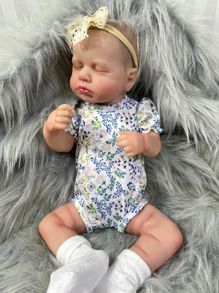 20 Inch LouLou Reborn Full Body Silicone Vinyl Girl Washable Newborn Baby Doll 3D Skin Visible Veins Doll Christmas Gift