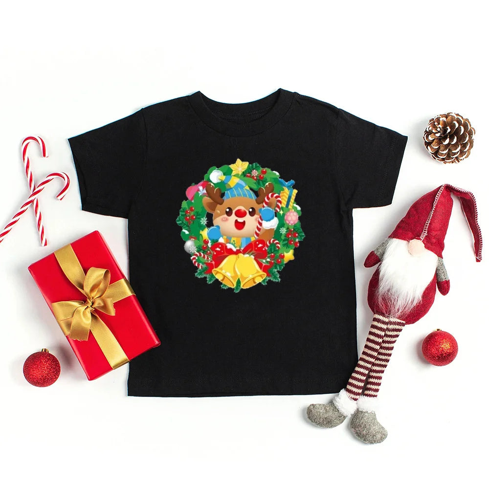 Merry Christmas Toddler Tshirt Kids T-Shirt Toddler Round Neck Short Sleeve Tee Christmas Party Children's Fashion Clothing