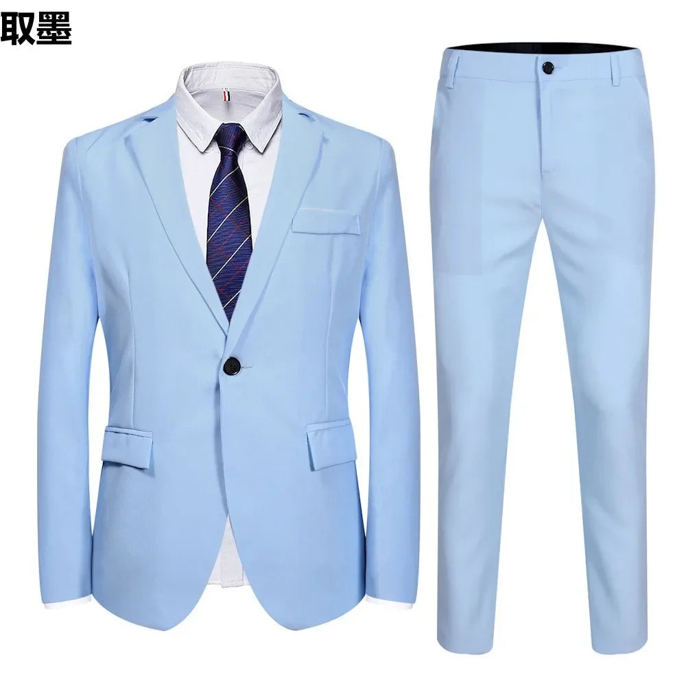 Fashionable Spring Autumn Western-style Suit For Men Casual Wedding Groom Youth Popular Leisure New Husband Best Man 2-piece Set