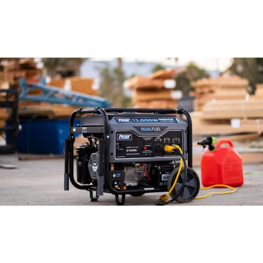 Heavy Duty Portable Dual Fuel Generator 9500 Rated Watts 2000 Peak Watts - Gas & LPG Electric Start Transfer Switch & RV Ready