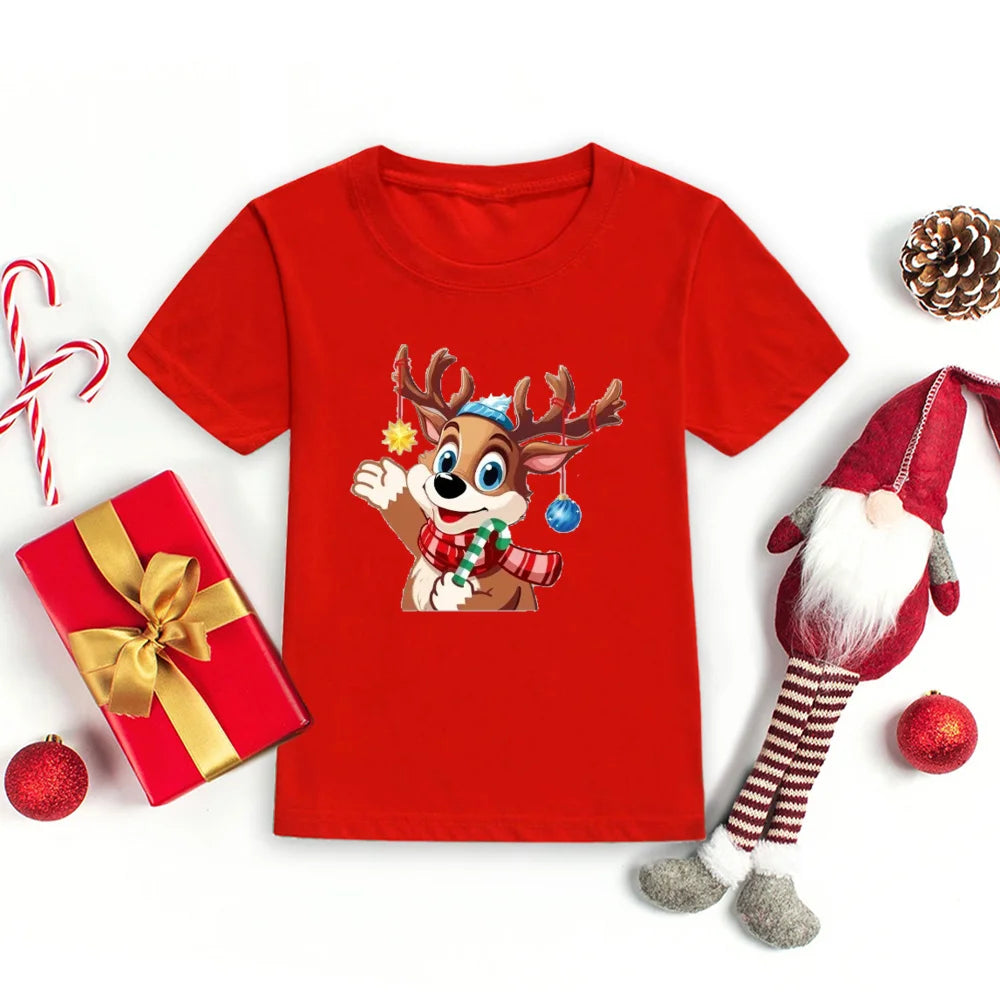 Merry Christmas Toddler Tshirt Kids T-Shirt Toddler Round Neck Short Sleeve Tee Christmas Party Children's Fashion Clothing