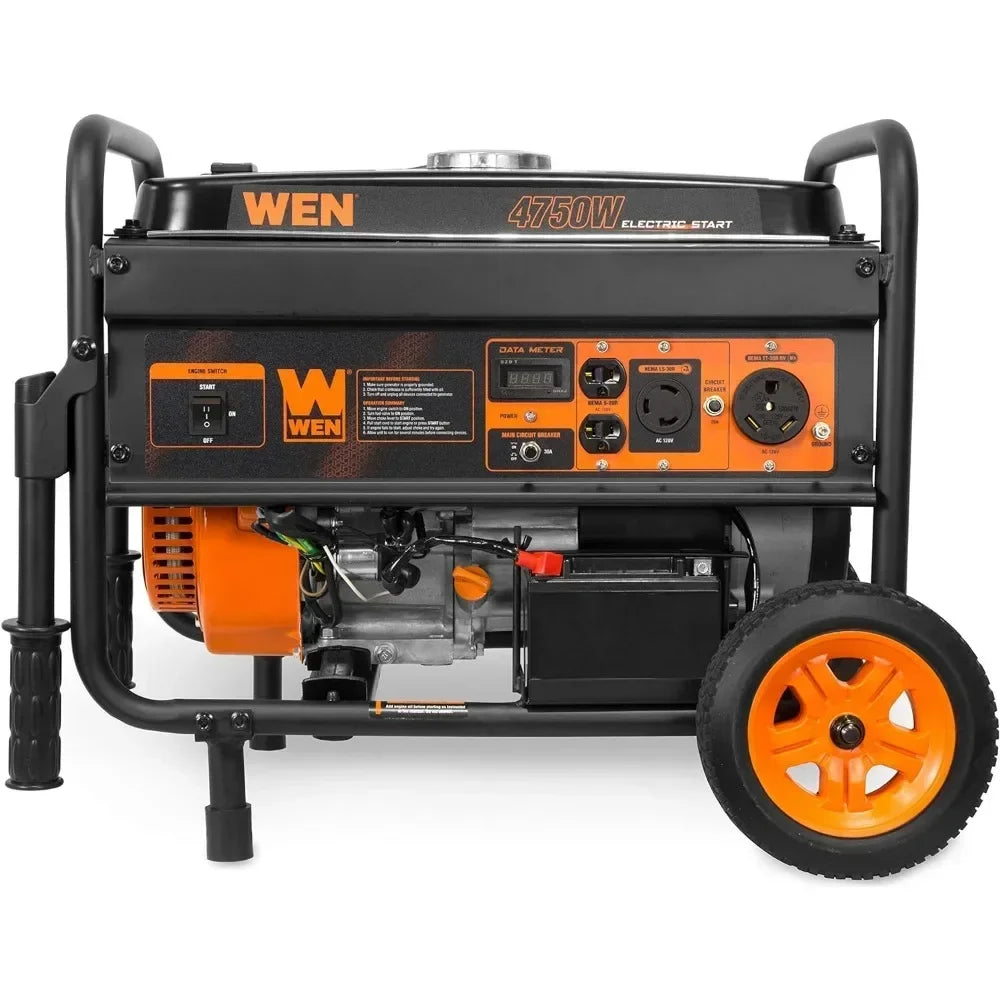 56475 4750-Watt Portable Generator with Electric Start and Wheel Kit, Yellow and Black