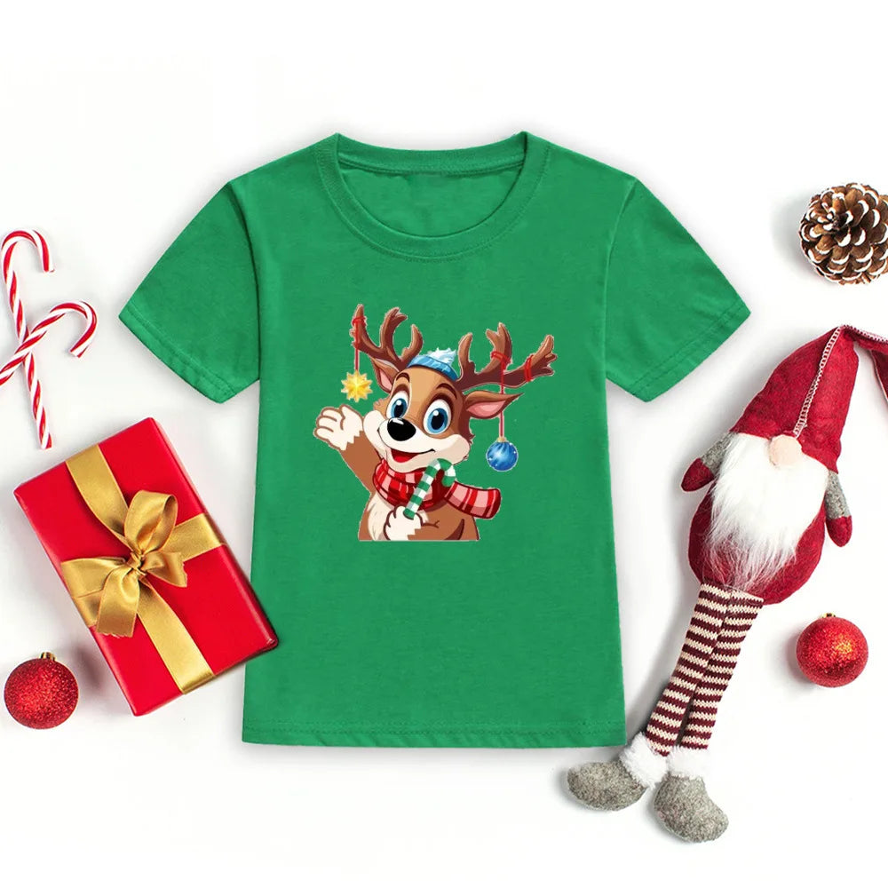 Merry Christmas Toddler Tshirt Kids T-Shirt Toddler Round Neck Short Sleeve Tee Christmas Party Children's Fashion Clothing