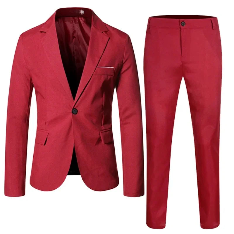 Fashionable Spring Autumn Western-style Suit For Men Casual Wedding Groom Youth Popular Leisure New Husband Best Man 2-piece Set