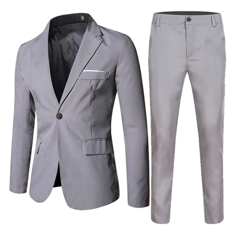 Fashionable Spring Autumn Western-style Suit For Men Casual Wedding Groom Youth Popular Leisure New Husband Best Man 2-piece Set