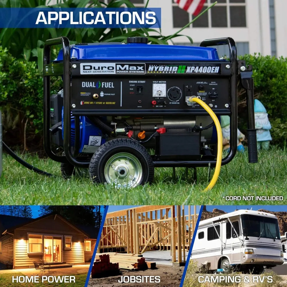 Dual Fuel Portable Generator-4400 Watt Gas or Propane Powered Electric Start-Camping & RV Ready, 50 State Approved