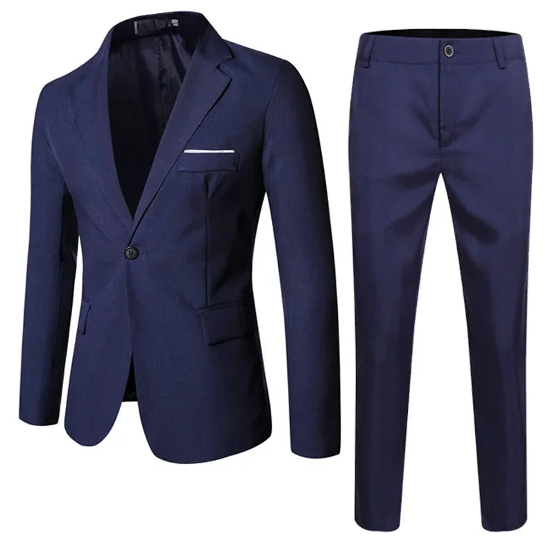 Fashionable Spring Autumn Western-style Suit For Men Casual Wedding Groom Youth Popular Leisure New Husband Best Man 2-piece Set