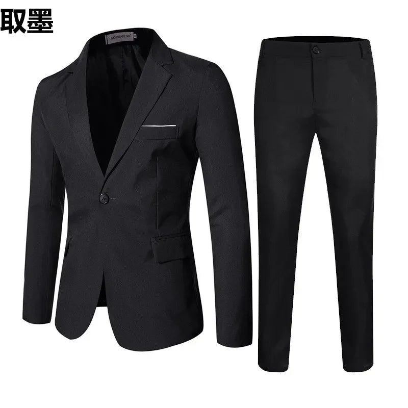 Fashionable Spring Autumn Western-style Suit For Men Casual Wedding Groom Youth Popular Leisure New Husband Best Man 2-piece Set