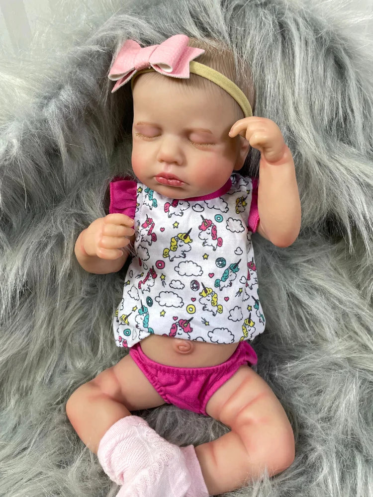 20 Inch LouLou Reborn Full Body Silicone Vinyl Girl Washable Newborn Baby Doll 3D Skin Visible Veins Doll Christmas Gift