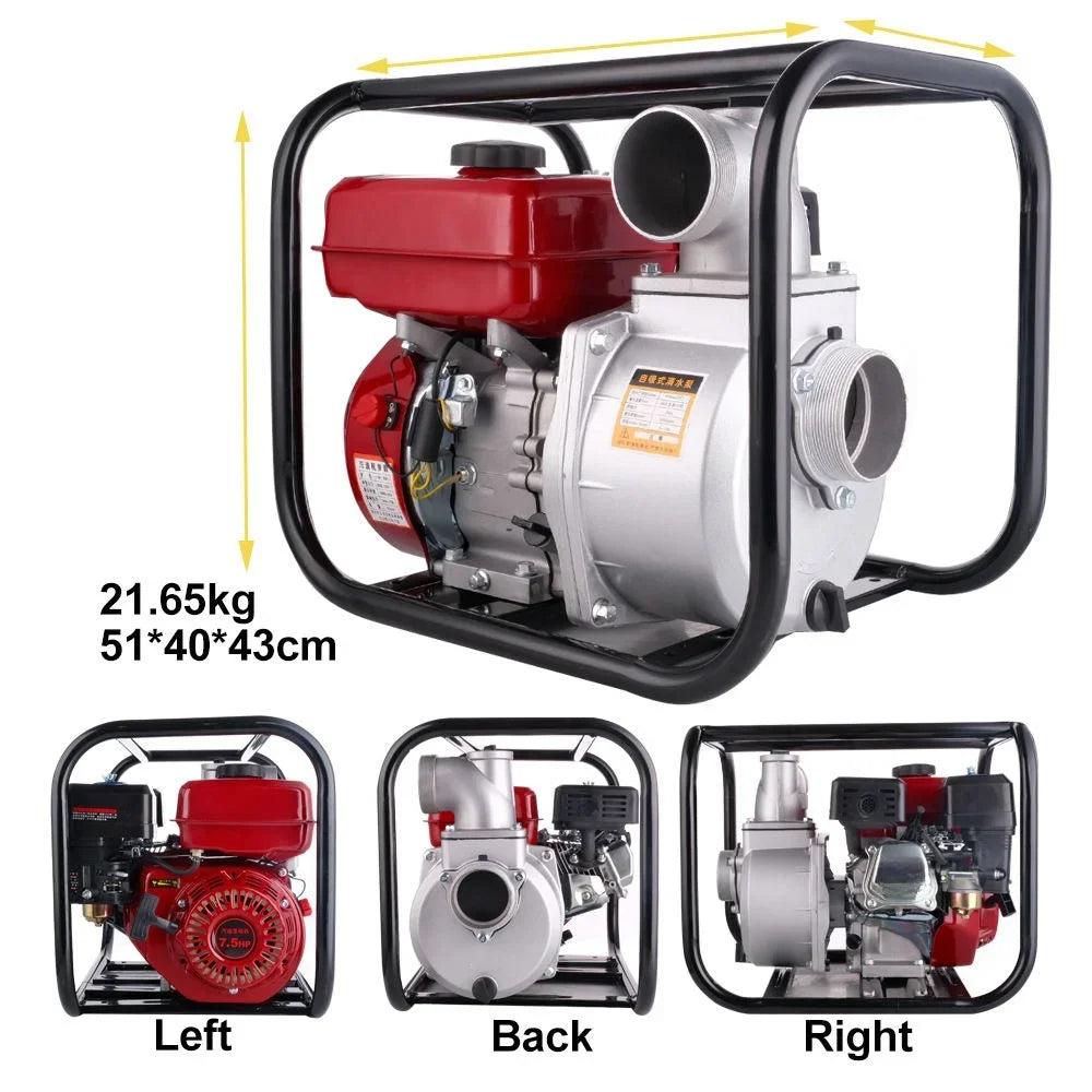 for 3 inch 7.5 hp Silent low fuel consumption gasoline engine agricultural irrigation  water pump for Farmland Sewage Treatment