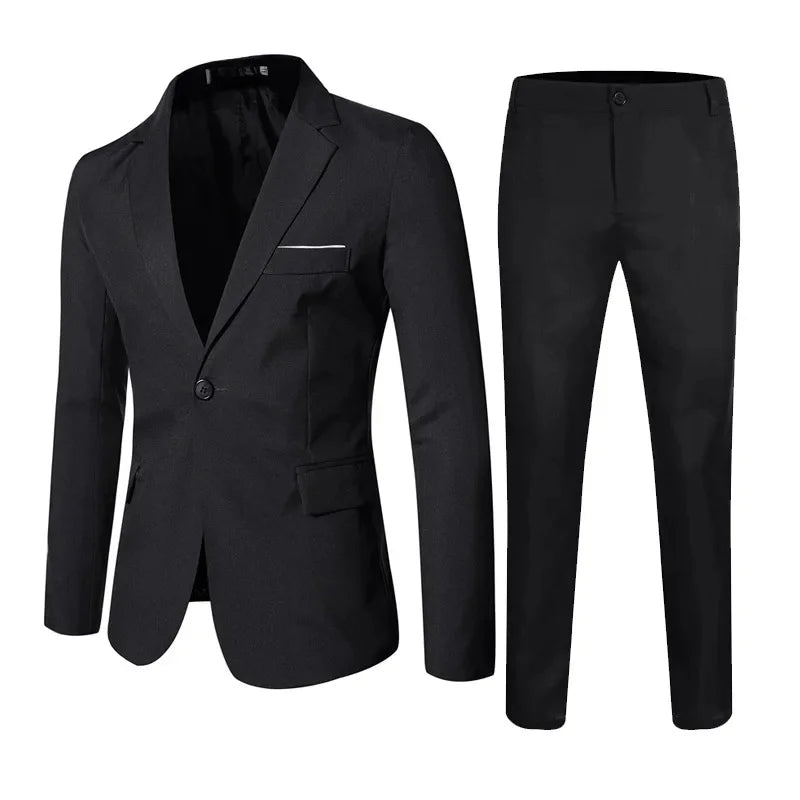 Fashionable Spring Autumn Western-style Suit For Men Casual Wedding Groom Youth Popular Leisure New Husband Best Man 2-piece Set