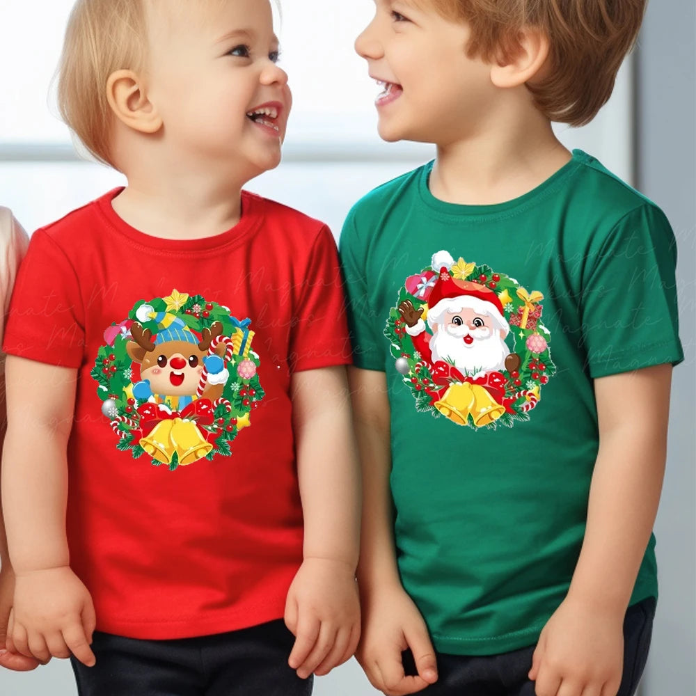 Merry Christmas Toddler Tshirt Kids T-Shirt Toddler Round Neck Short Sleeve Tee Christmas Party Children's Fashion Clothing