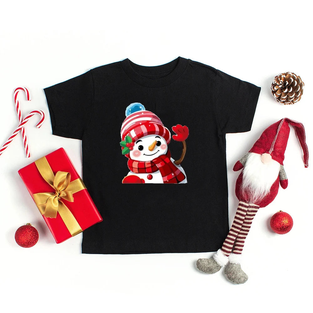 Merry Christmas Toddler Tshirt Kids T-Shirt Toddler Round Neck Short Sleeve Tee Christmas Party Children's Fashion Clothing