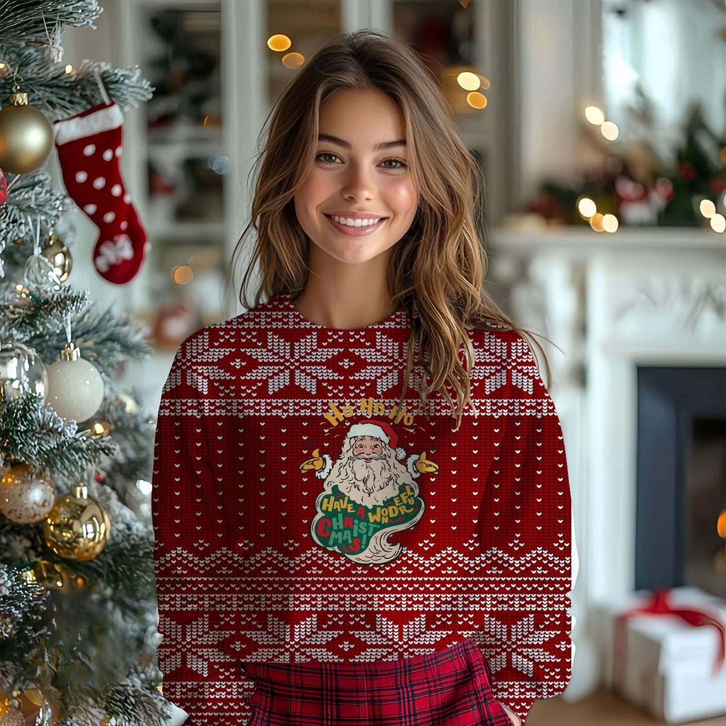 Women's Santa Claus 3D Digital Printing Sweater